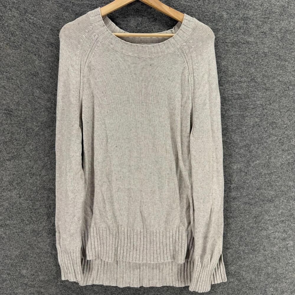 Old Navy Sweater Pullover Women Xl Gray Knit Long Sleeve Cotton Round Neck